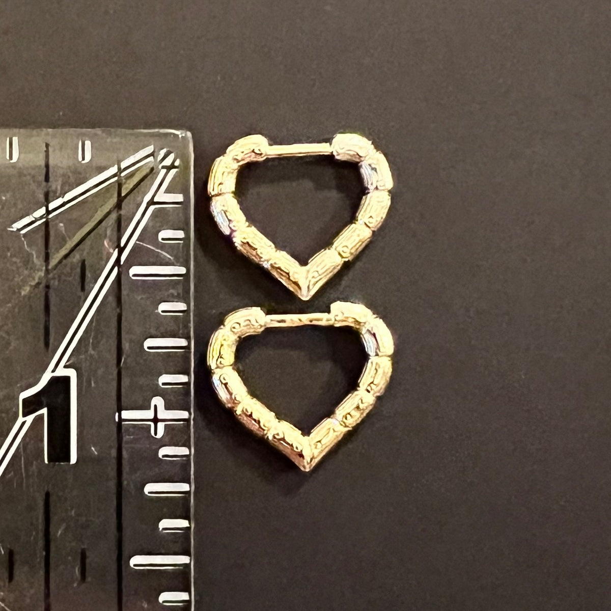 Heart Shaped Bamboo Huggie Earring