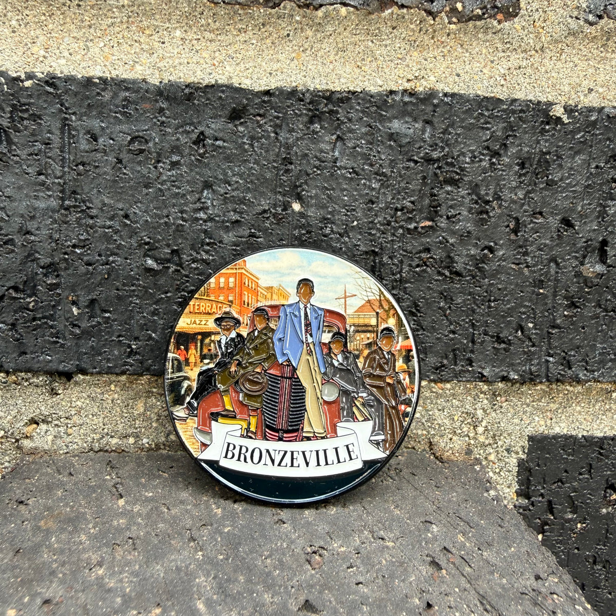 Historic Bronzeville Chicago Pin -  1.75 inch Black Metropolis Lapel Accessory -  Jazz  Age   Great Migration Heritage Gift