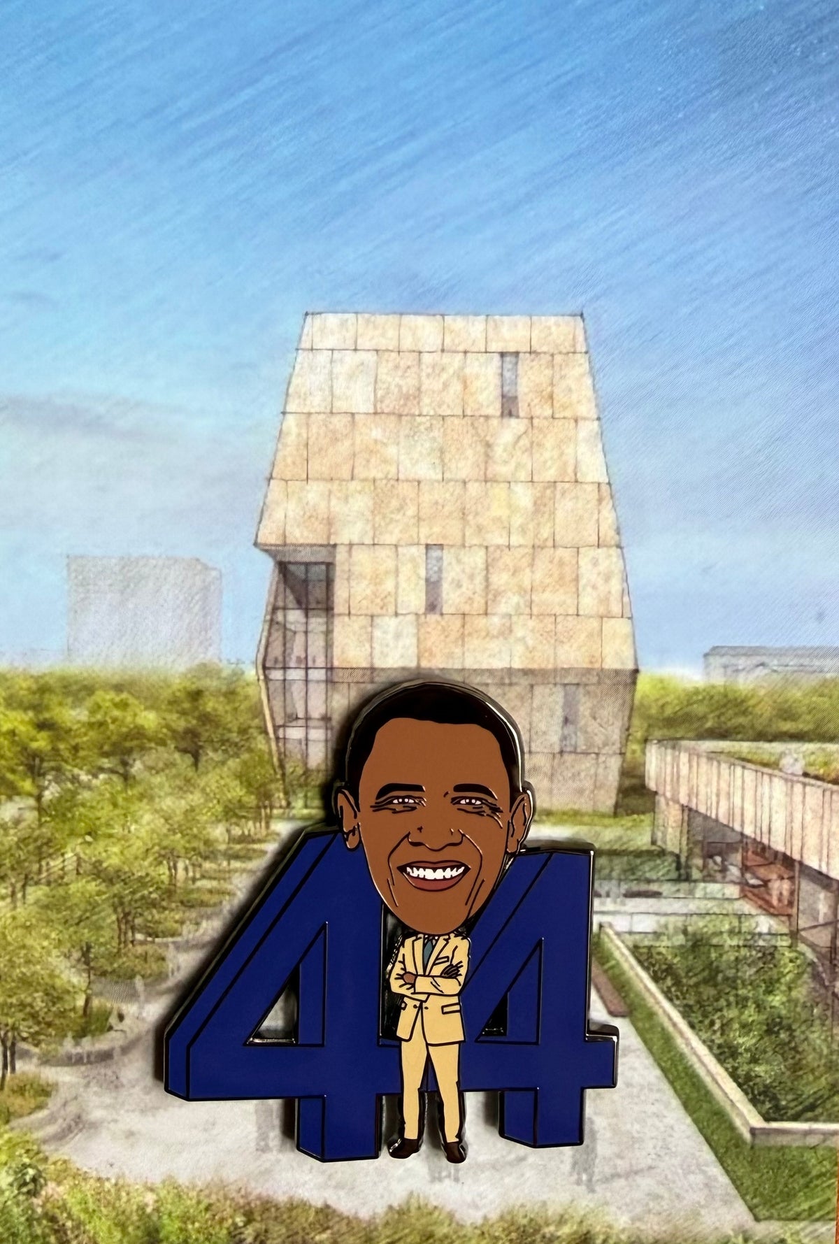 Barack Obama 44th President "Tan Suit" Enamel Pin