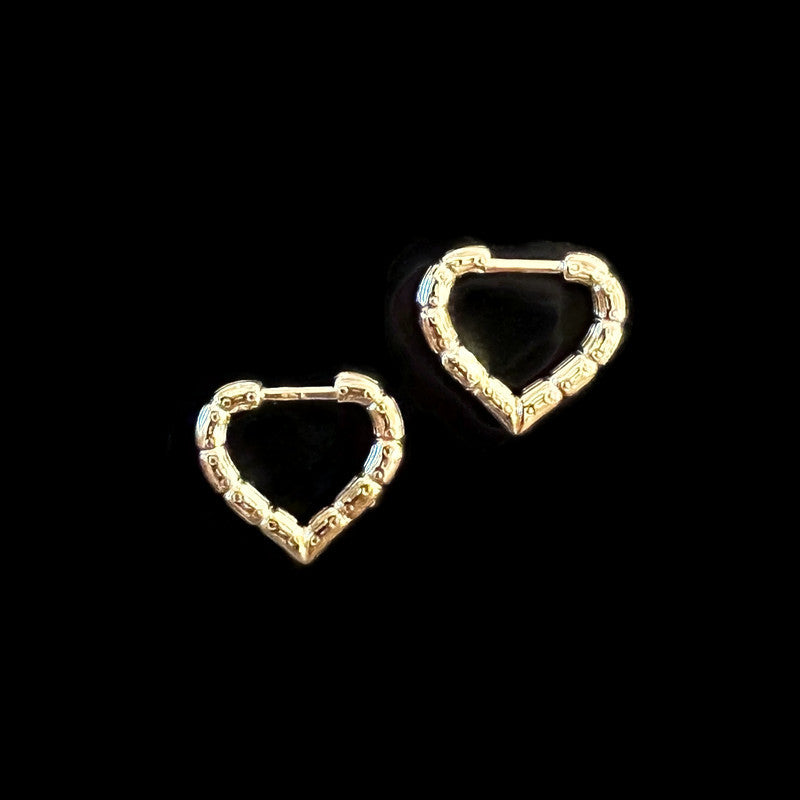 Heart Shaped Bamboo Huggie Earring