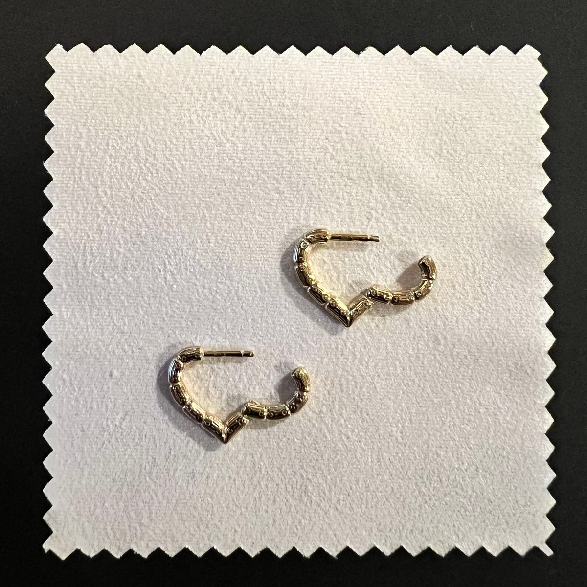 Heart Shaped Bamboo Huggie Earring