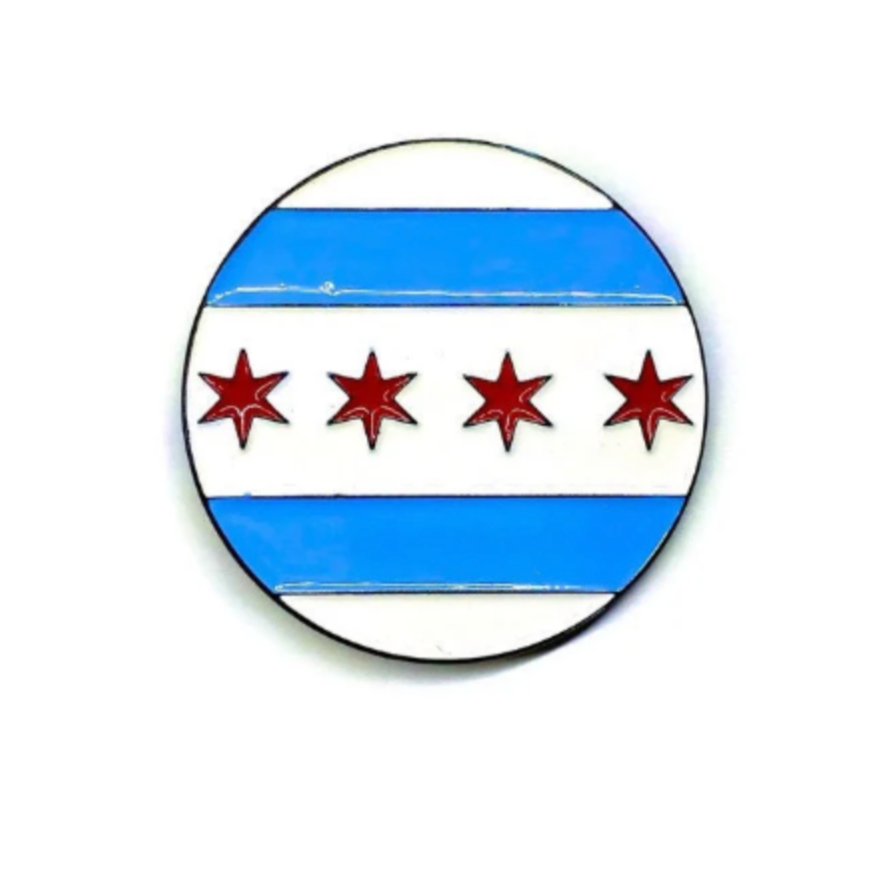 Chicago Flag Circle- Soft Enamel Pin