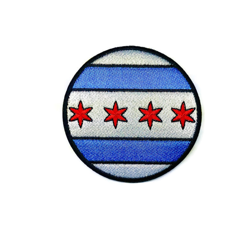 Chicago Flag Circle Embroidered Patch