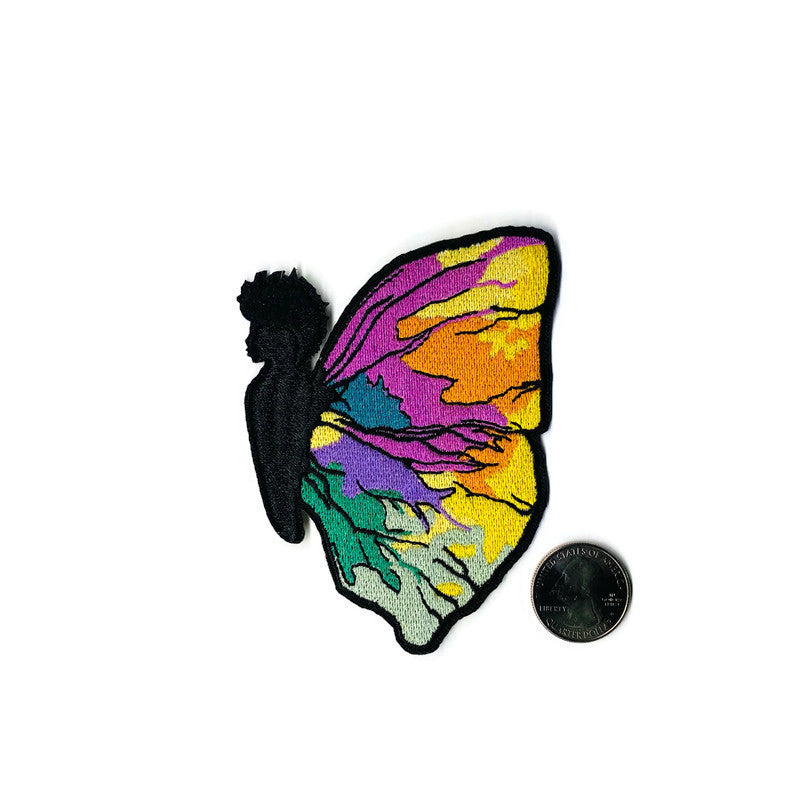 Black Butterfly Embroidered Patch