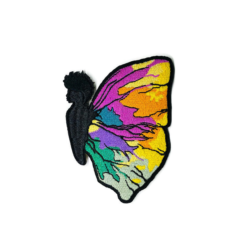Black Butterfly Embroidered Patch