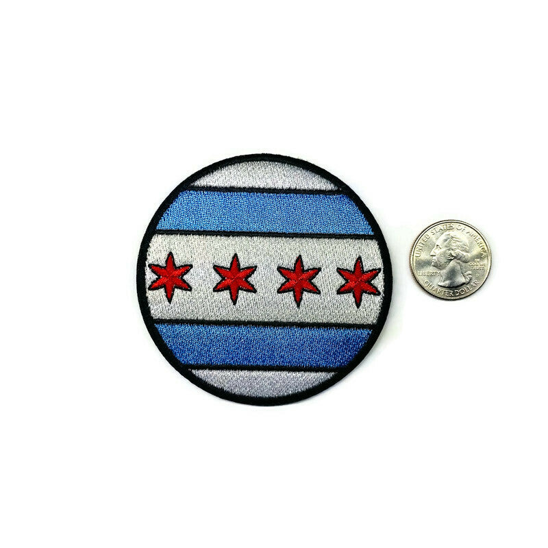 Chicago Flag Circle Embroidered Patch